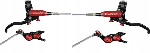 Komplet Hamulców Hope Tech 4 EVO GR4 Przód + Tył – Black/Red Oplot Stalowy