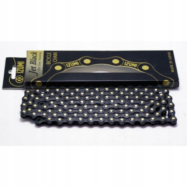 Łańcuch IZUMI JET BLACK/BLACK szeroki FIX OSTRE SINGLE JAPAN + Spinka
