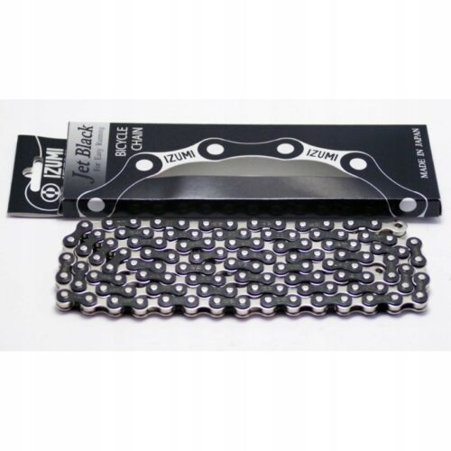 Łańcuch rowerowy IZUMI Jet Black / Silver Szeroki Japan FIX OSTRE + Spinka