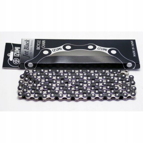 Łańcuch rowerowy IZUMI Jet Black / Silver Szeroki Japan FIX OSTRE + Spinka