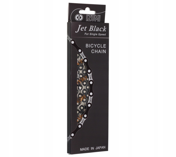 Łańcuch rowerowy IZUMI Jet Black / Silver Szeroki Japan FIX OSTRE + Spinka